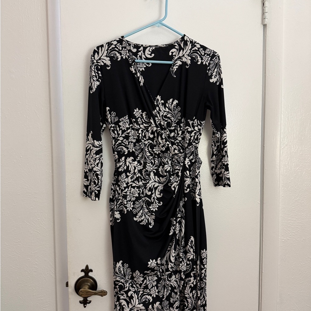 I.N.C. Black and White Faux Wrap Dress